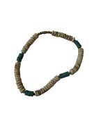 Vintage Heishi Bead Bracelet Neutral Stone Turquoise Style Disc Beads Sc... - $16.20