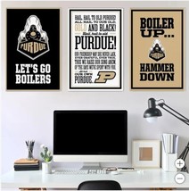 Purdue Boilermakers Wall Art Black Gold NCAA 3-Piece Adhesive Canvas - $79.99