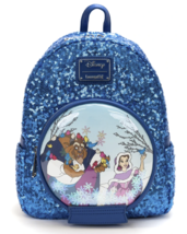 Loungefly Disney Beauty and the Beast Snow Globe Sequin Mini Backpack - £117.94 GBP