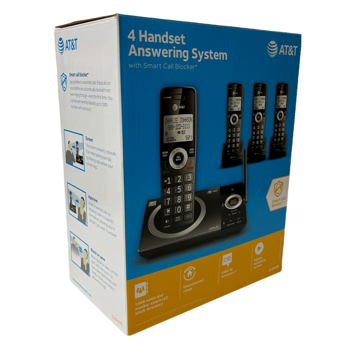 AT&T Cordless Phone Answering System CL82419 With 1 Base And 4 Handsets - $49.09