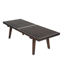 LeisureMod Mid-Century Inwood 4 Foot Wood Slatted Platform Bench, Dark W... - $430.22