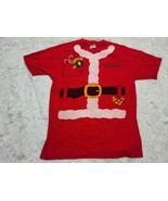 Adult Hanes 80s Santa Claus Suit Faux Pocket Holly Candy Cane Belt L Shi... - £6.28 GBP