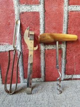 Vintage Kitchen Bar Tools Stainless can opener cork screw peeler lot of 3 used - £14.86 GBP