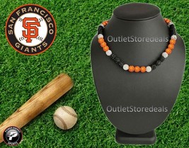 Rhinestone Bling Disco Ball Bead Beaded Baseball Necklace Orange Black SF Giants - £18.19 GBP+