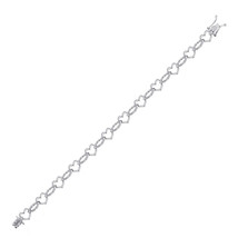 Sterling Silver Womens Round Diamond Heart Outline Link Bracelet 1/12 Cttw - £137.88 GBP