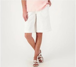 Isaac Mizrahi Live! Wide Leg Eyelet Bermuda Shorts (Bright White, 10) A5... - $20.98