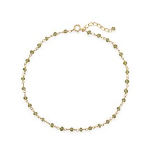 14k Yellow Gold Over Green Peridot Gemstone Beads Women Anklet Foot Jewelry 9.5&quot; - £91.85 GBP