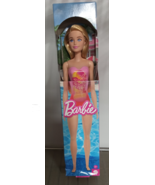 BARBIENEW Beach Doll with Blond Hair Wearing Pink Molded Palm Tree Swimsuit - $11.59