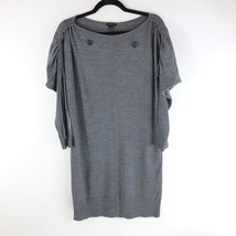 Ann Taylor Sweater Dress Ruched Dolman Sleeve Merino Wool Gray Size S - £11.41 GBP