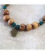 Healing Gift for Him and Her, Handcrafted with Olive Wood and Lava Beads... - $39.95