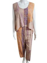 Zebra Artsy Gypsy Boho Cropped Tanic And Lantern Pants Set (XL) Vtg 100%... - £48.69 GBP