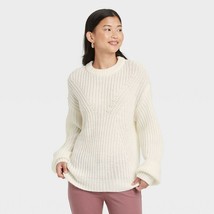 NWT Women&#39;s Crewneck Pullover Sweater - A New Day Cream M, Ivory - £13.61 GBP