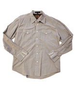 Tommy Hilfiger Pearl Snap Western Shirt Plaid Long Sleeve Button Up Brow... - £19.66 GBP