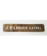 1800s antique J. WARREN LONG original BRASS STENCIL SIGN lancaster pa pr... - £97.17 GBP