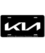 Kia New Logo No Oval Inspired Art on Black FLAT Aluminum Novelty License Plate - $17.99