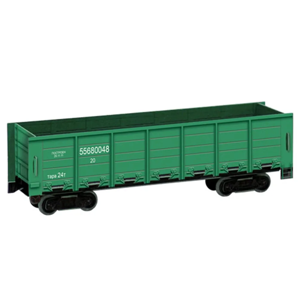 HO Scale 1:87 Green Open Freight Wagon Model Kit – Cardboard Railway Car... - $20.99