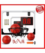 Kids and Adults Indoor Basketball Hoop Set with Electronic Scoreboard &amp; ... - $844.17 MXN
