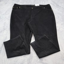 Woman Within Pants Womens 28 W Black Cotton Spandex Micro Corduroy Plus ... - $18.69