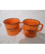 BULLEIT Frontier Bourbon Kentucky Whiskey Orange w/Black Rim Cups Mugs S... - £11.03 GBP