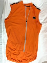 Descente Womens Sz M Biker Shirt Top Orange Black Sleeveless Zip Up Pock... - $19.79
