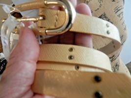 New Nine West Yellow Leather Belt Womens Size Large Yellow Embellished - $17.82