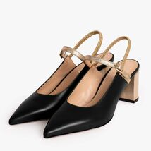 The Pompei Black Leather Slingback Women Sandal image 2