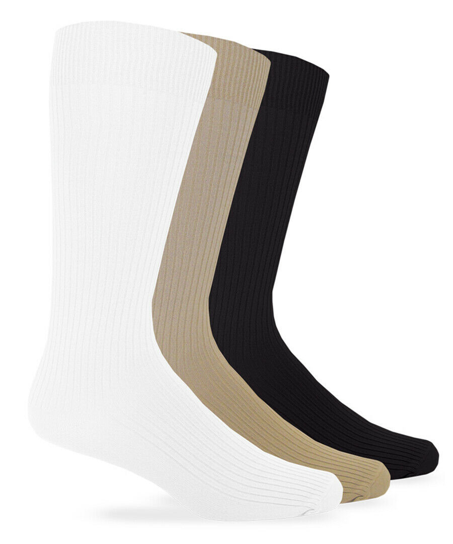 6 Pair Jefferies Socks Mens Silky Nylon Rib Dress Mid Calf Crew Uniform Socks