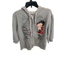 Betty Boop Womens SIze XL Gray Hooded Hoodie Full Zip Sweatshirt It&#39;s Al... - $29.69