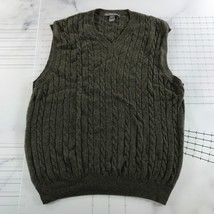 Saks Fifth Avenue Cashmere Sweater Vest Mens Large Olive Green V Neck Cable Knit - £23.18 GBP