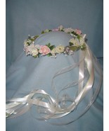 Remembrance -sweet Head wreath of Faux Flowers Ivory, white - pink Hand ... - £38.13 GBP