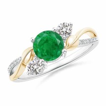 Authenticity Guarantee 
ANGARA Emerald and Diamond Twisted Vine Ring for Wome... - £1,321.77 GBP