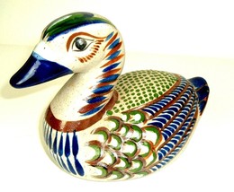 Vintage Duck Tonala Style Pottery Mexico Signed Alem Woodland man cave decor - £19.42 GBP