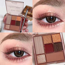 7 Colors Rose Red Brown Eye Shadow Palette Matte Glitter Pearly Eyeshado... - $95.40 MXN