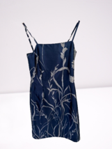 Made in Italy Satin Cocktail Dress Blue Gray Floral Evening Lined Back Z... - $29.69