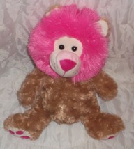 Goffa Lion Brown Tan Pink Mane Jungle Zoo Safari Valentines 14&quot; Plush Stuffed - £10.81 GBP