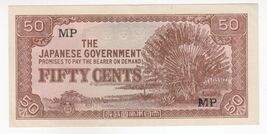 Malaya, 50 Cents, Japanese Government Military Issue, 1942, XF++ - $13.07