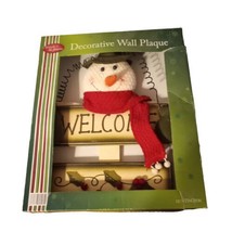 Snowman Plaque Winter Christmas Holiday Wall Art Door Wood Hanger Sign D... - $13.98