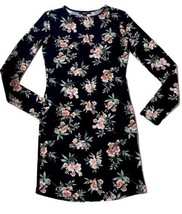 Forever 21 Dress Small Long Sleeve Black Floral All Over Print Pink White - $9.79