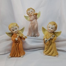 Vintage Homco Ceramic Musical Angel Figurines Set Of 3 Angels Stamped 5400 - $29.69