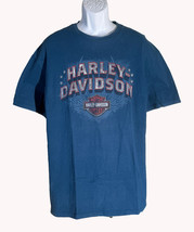 HARLEY-DAVIDSON Men&#39;s Short Sleeve Shawano County Wisconsin  Blue T-Shir... - $10.88