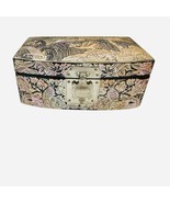 Vintage Korean Mother Of Pearl Inlay Black Lacquer Jewelry Box Cranes Mo... - $108.45 CAD