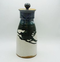 Glazed Pottery Ceramic Large Vase Lidded Jar Signed - $143.54