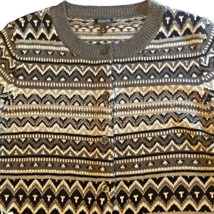 Talbots Lambswool Fair Isle Cardigan Size M Button Up Nordic Beaded Sweater - £23.97 GBP