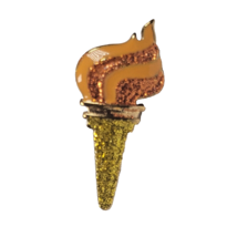 Torch Lapel Pin Hat Tie Pinback Gold Tone Glitter Olympic? Order of The Moose? - £4.99 GBP