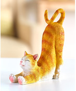 NEW Ceramic Kitty Cat Cell Phone Stand Mobile Holder yellow tabby 5.75 i... - $8.95