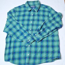 Vintage John Blair Plaid Green Flannel Acrylic Button Up Shirt Men&#39;s Siz... - $19.79