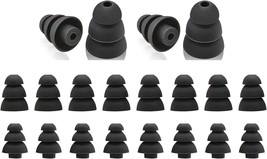 20 Pcs Triple Flange Ear Tips Silicone Replacement Ear Buds Tips (Black) - £13.58 GBP