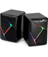 beFree Computer Gaming 2.0 Desk Shelf Compact Speakers w LED Lights USB AUX - £35.59 GBP