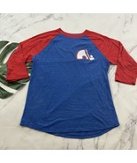 Fanatics Mens Quebec Nordiques Raglan Tee Shirt Size L Blue Red Retro Ho... - £19.97 GBP