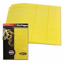Pack Of 10 Bcw Sideload Pro 18-POCKET Binder Pages - Yellow - £6.05 GBP